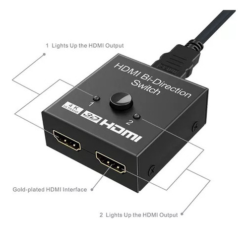 Switch Bidireccional Hdmi 1.4 2 X 1 Puertos 4k