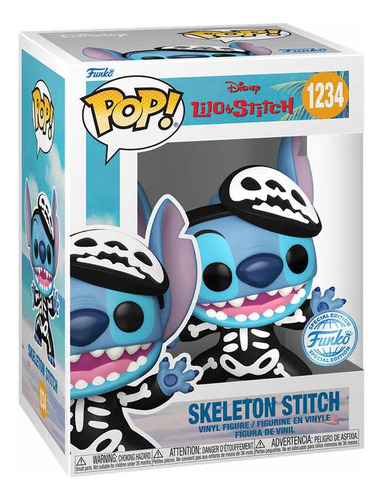 Funko Pop Disney: Stitch Esqueleto Glowchase + Linterna Uv