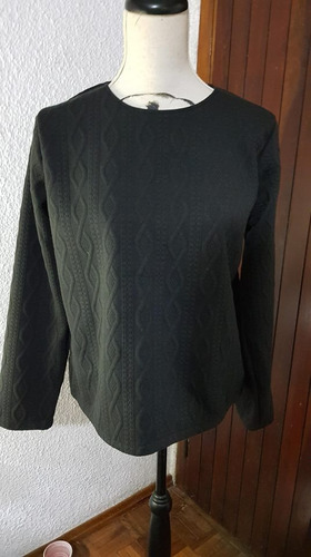 Buzo Sweater Deportivo Tipo Tejido Color Negro Talle M Y L