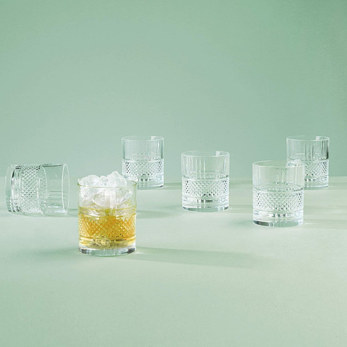Set Whiskey Vasos De Vidrio 7 Pz Brillante Con Licorera Decantador Rcr Cristal Hecho En Italia Color Blanco