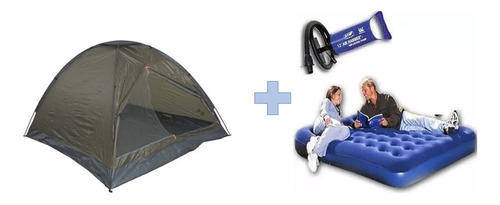 Combo Carpa 4 Personas Mas Colchon De 2 Plazas E Inflador