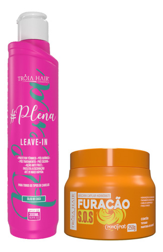 Leave-in Plena 300ml + Máscara Furacão Cronotrat 250g Tróia