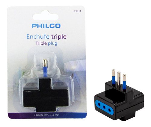 Enchufe Adaptador Triple Ladron De Corriente Philco 3 Patas