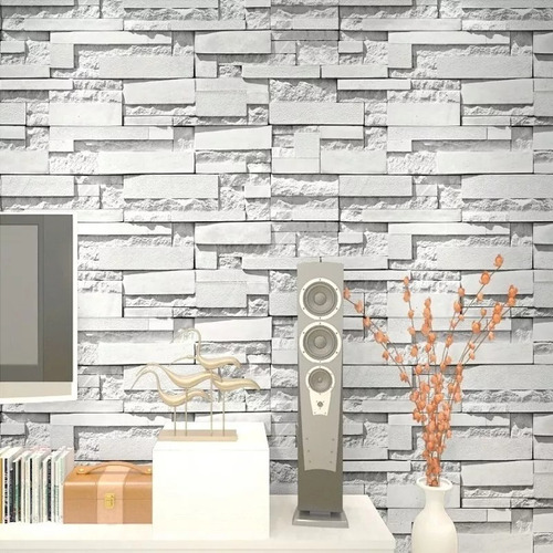 Imagen 7 de 8 de Papel Tapiz Ladrillos A Cuadros Gris Piedra Textura Moderno
