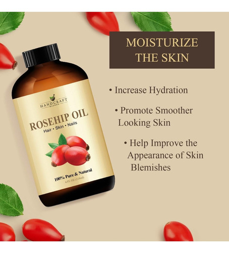 Aceite Esencial Rosa Mosqueta 100% Puro Handcratf 118ml Usa