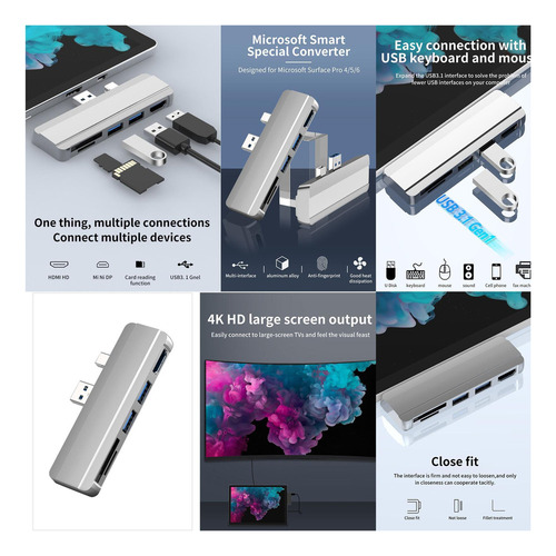 Adaptador De Concentrador Usb Hub 3.0 Para Surface Pro 4/5/6