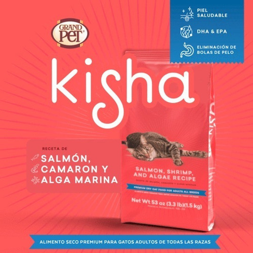 Alim. Premium Kisha 12 Kg Gato Adulto Receta Sabores Del Mar