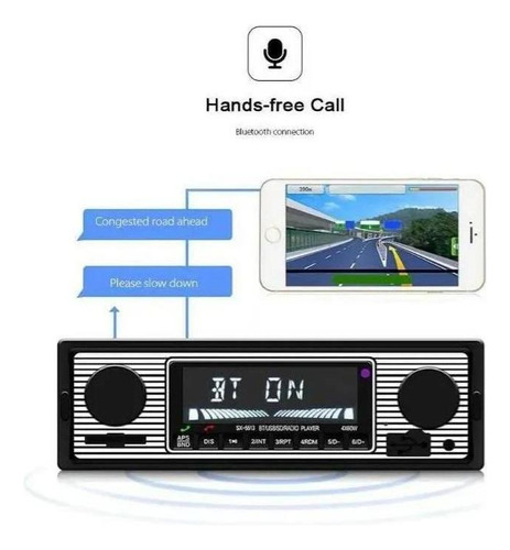 Retro Vintage Coche Estéreo Con Bluetooth Aux Usb Fm