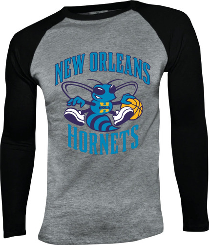 Camiseta New Orleans Hornets Manga Larga Camibuso Raglan
