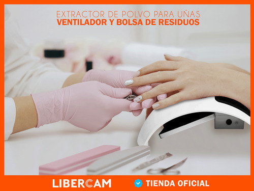 Colector Extractor De Polvo Para Uñas LIBERCAM PU-30 Manicura Pies + Bolsa Color Blanco