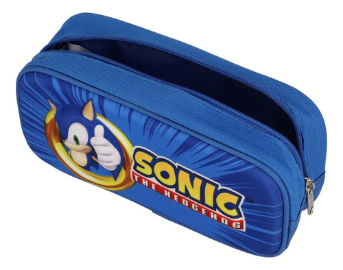 Lapicera Estuche Escolar Reforzada Sonic Ruz Color Azul