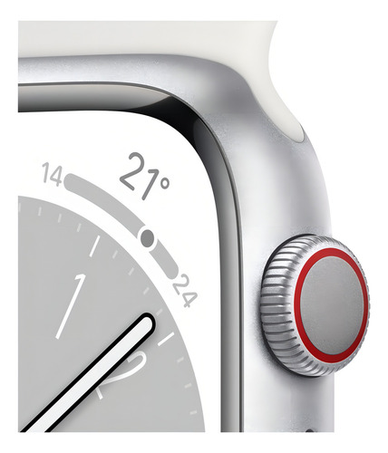 Apple Watch Series 8 GPS + Celular - Caja de aluminio color plata 41 mm - Correa deportiva blanca - Patrón - Aceptable (Reacondicionado)