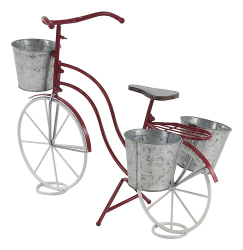 ~? Deco 79 Metal Bike Indoor Outdoor Plantstand Con Macetas