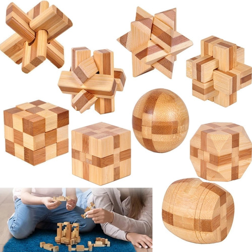 Puzle De Madera 3d De 9 Piezas, Juguete Educativo Para Desbl