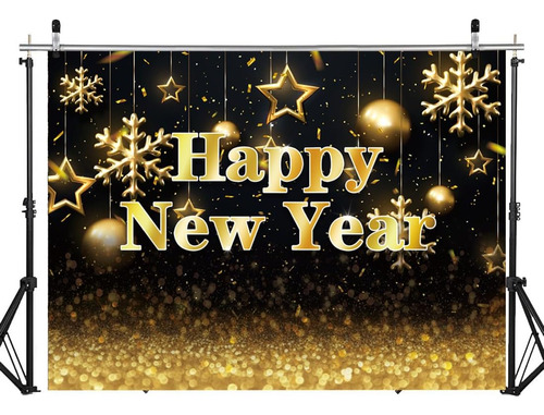 8x6ft Happy New Year Backdrop Black And Gold Background New 