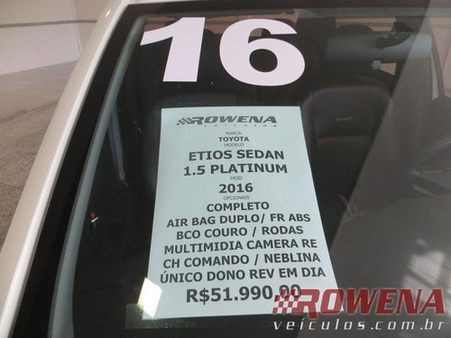 Imagem 10 de 14 de Etios Sedan Platinium 1.5 Mod 2016 Unico Dono Top De Linha