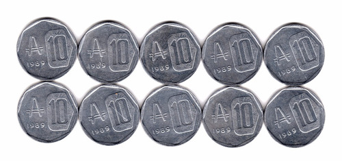 Argentina Lote 10 Monedas 10 Australes 1989 Sin Circular