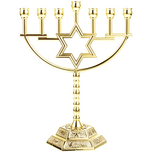 Imikeya Menorah Candelabro De 7 Ramas De Oro Judío Menorah 
