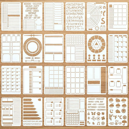 24 Pieces Journal Stencils Bullet Plastic Journal Templates