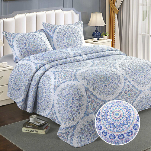 Cubre Cama Queen Mandala Verano Cover 2 Plazas Fundas Quilt