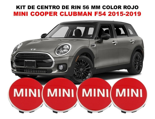 4 Centros De Rin Mini Cooper Clubman F54 15-19 Rojo 56 Mm