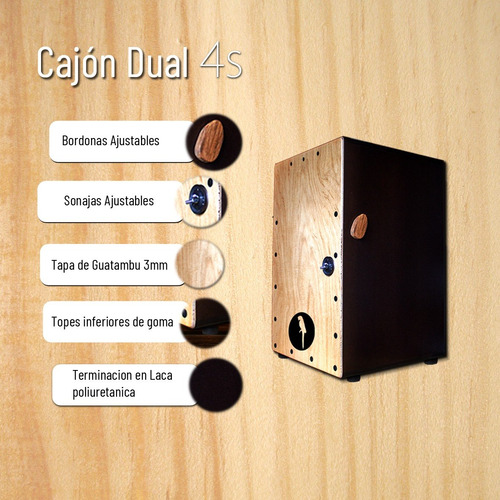 Imagen 4 de 10 de Cajon Dual - 4 Sonidos - Flamenco Y Peruano Bordonas/sonajas