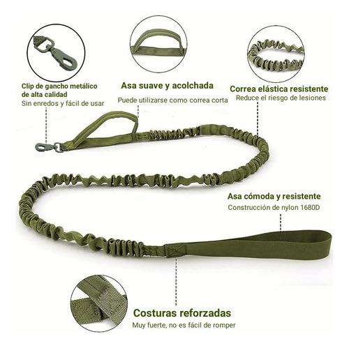 Collares Táctico Y Cuerda Para Perros Medianos Y Grandes Color Verde Militar Tamaño Del Collar Xl