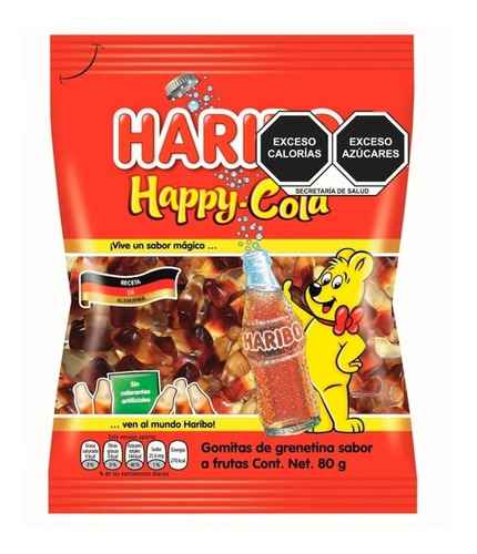 3-pack Bolsa Gomitas Haribo Happy Cola Botellitas 80g C/u