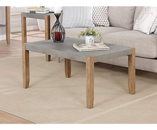 Newport 36 L Faux Concrete And Wood Coffee Table