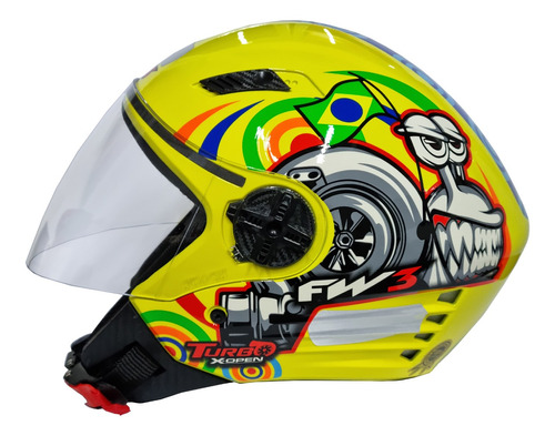 Capacete Aberto Fw3 X Open Turbo Amarelo Brilhante Tam 56