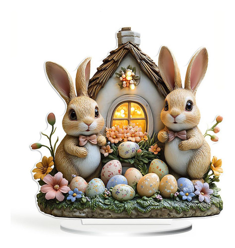 Conejos De Pascua Decoracion, 2d Acrílicos Easter Conejo Y