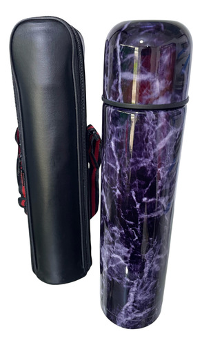 Termo Con Estuche Bala Acero Inoxidable 1 Litro Doble Capa Lila Camuflado