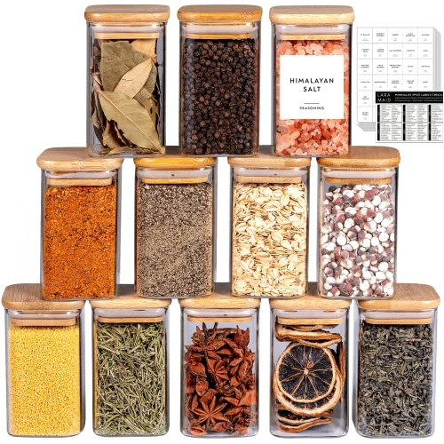 9oz 12packs Glass Jars Set With 208 Minimalist Spice La...