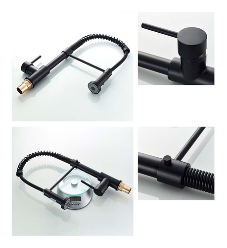 Imagen 6 de 9 de Llave Grifería Lavaplatos Cuello Cisne Flexible Negro