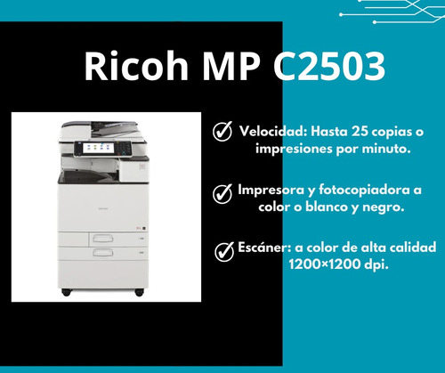 Fotocopiadora Multifuncional Láser Ricoh Mp C2503