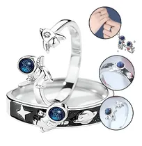 Comprar Anillos Promesa Pareja Plata Ajustable Set Astronaut Regalo