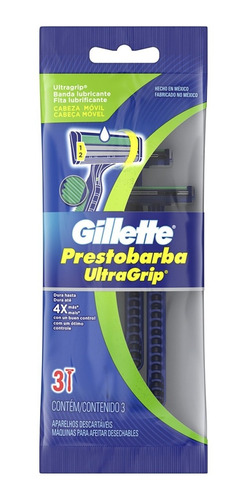 Máquina Afeitar Prestobarba Ultragrip Bolsa 3 Unidades