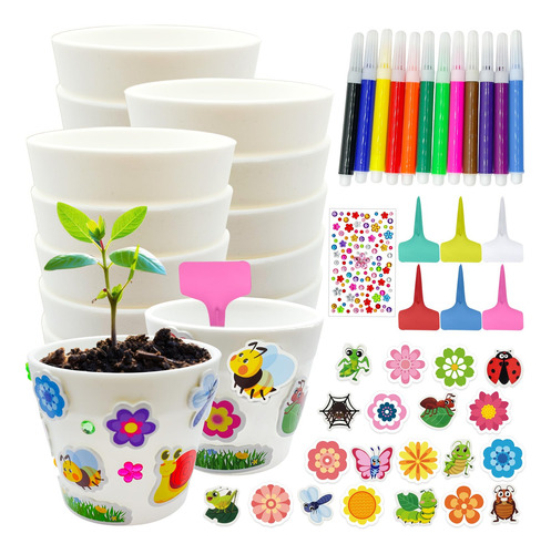 Kit De 30 Macetas Papel Jardín Con 216 Calcomanías Adhesivas