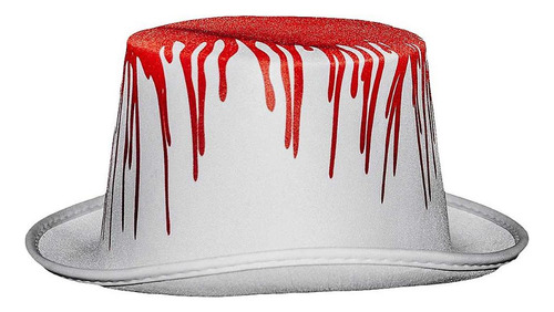 Cartola Branca Com Sangue Infantil Adulto Unissex Halloween Cor Branco