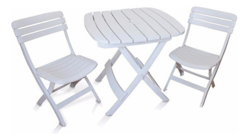 Kit Mesa 2 Cadeiras Plástica Rustico Branco Sitio Jantar