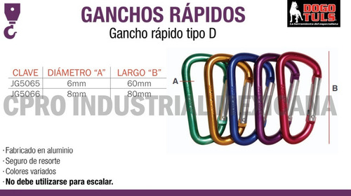 25 Ganchos Rápidos De Aluminio Tipo D 8mm X 80mm P