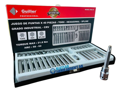 Juego Caja De 40 Puntas Torx Multiestria Allen Guiller