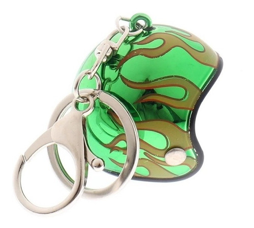 Llavero Casco Verde Flamas