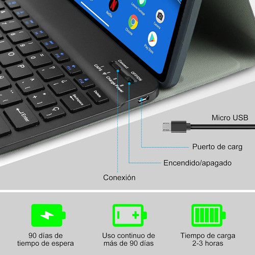 Funda Con Teclado Lenovo P11 11 Tb-j606f Con Ñ + Vidrio