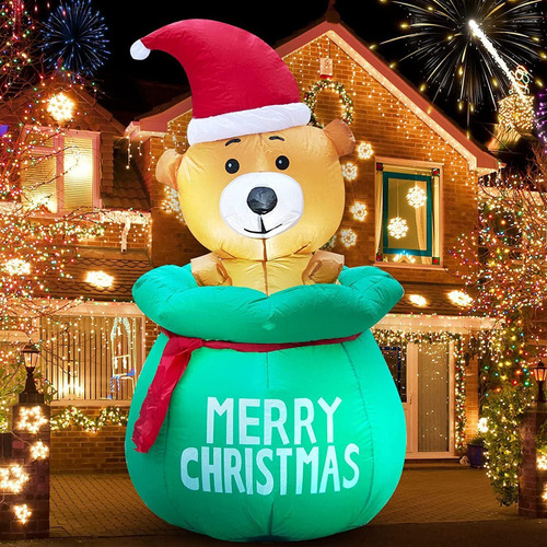 1.5m Bolsa De Oso De Navidad Inflable Con Luces Led 2023 New