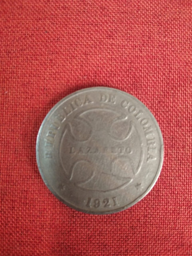 Moneda Colombiana Lazareto De 50 Centavos, Año 1921