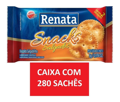 Biscoito Snack Renata 5 Grs  Caixa Com 280 Sachês.