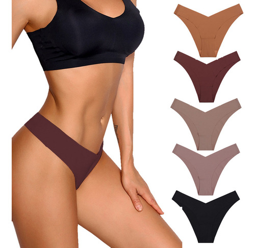 Pack De 5 Bragas De Bikini Sin Costuras De Seda Helada.