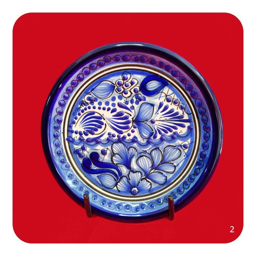 Imagen 5 de 9 de Set 10 Platos De Talavera Poblana 15 Cm Azul Trad Postre Plt