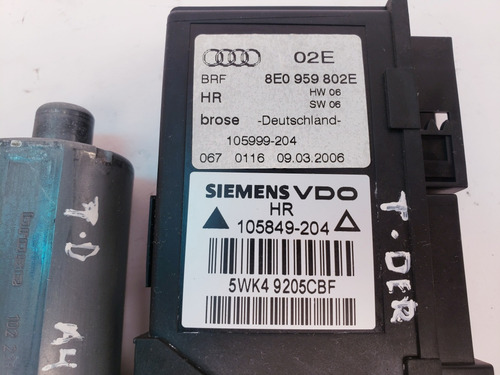 Motor Elevador Vidrio Trasero Derecho Audi A4 2005 2006 2007 (Usado)